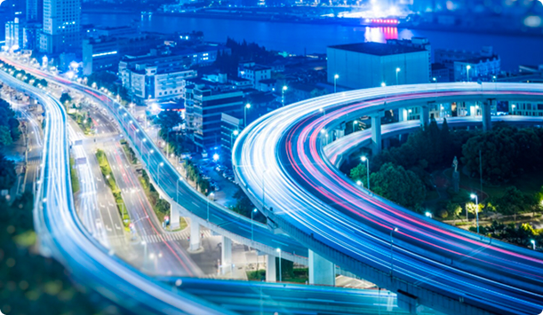City highway interchange at night