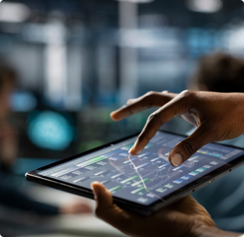Data center engineer with tablet